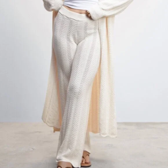 ***NWT***. RIPPLE STITCH KNIT SUMMER TROUSERS PANTS S-4/6 - Picture 6 of 8